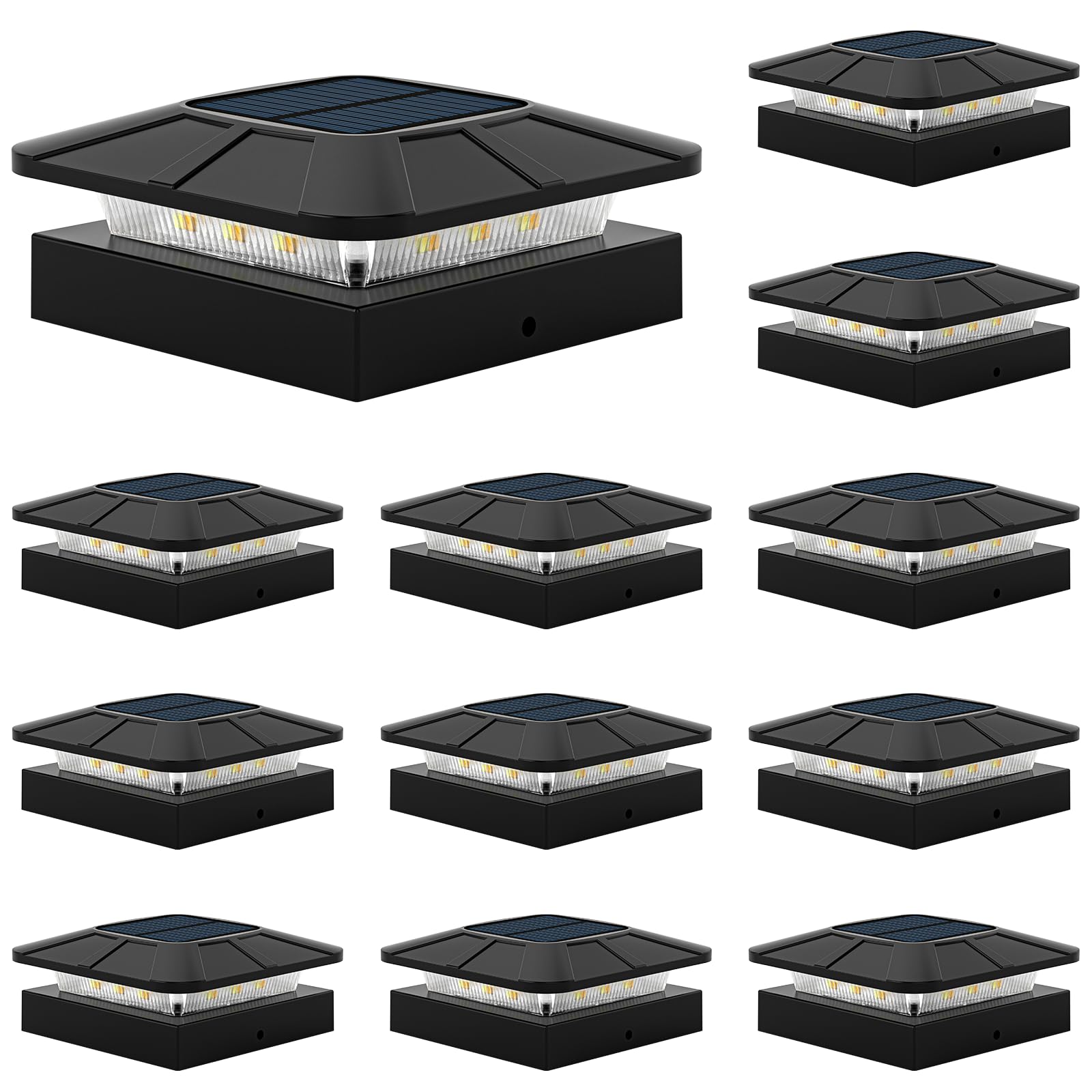 Photo 1 of ***STOCK PHOTO FOR REFERENCE ONLY***Flaow 4x4 Solar Post Cap Lights Outdoor [12 Pack Waterproof IP65], 3 Lighting Modes for Fence Deck Patio Garden Decor, Dusk-to-Dawn Solar Powered Post Lights Fit 4x4 Wood/Vinyl