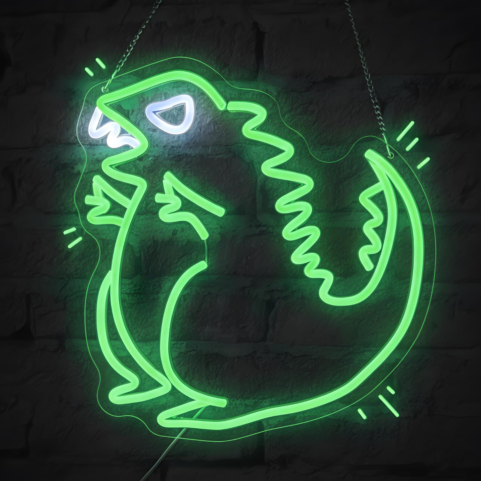 Dinosaur Neon Light LED Sign Wall Decor for Teen Boys and Girls Bedroom,Monster Dimmable USB-powered Decoration for Room,Nursery,Classroom,Dorm,Gaming