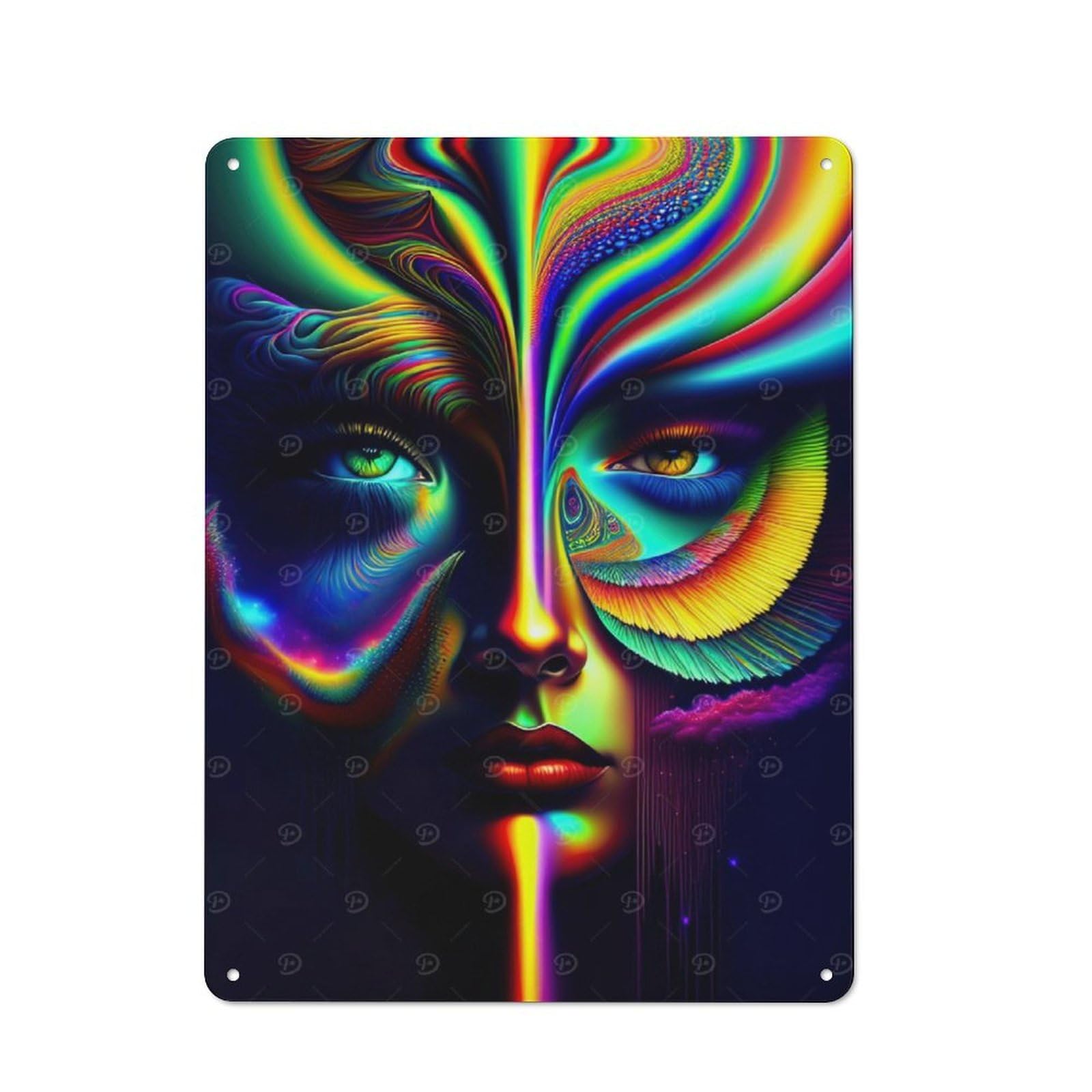 Junmoney Lady Surreal 05 Tin Wall Plaque 40X30cm With For Home Office Or Studio, For Home Office Decor Fans