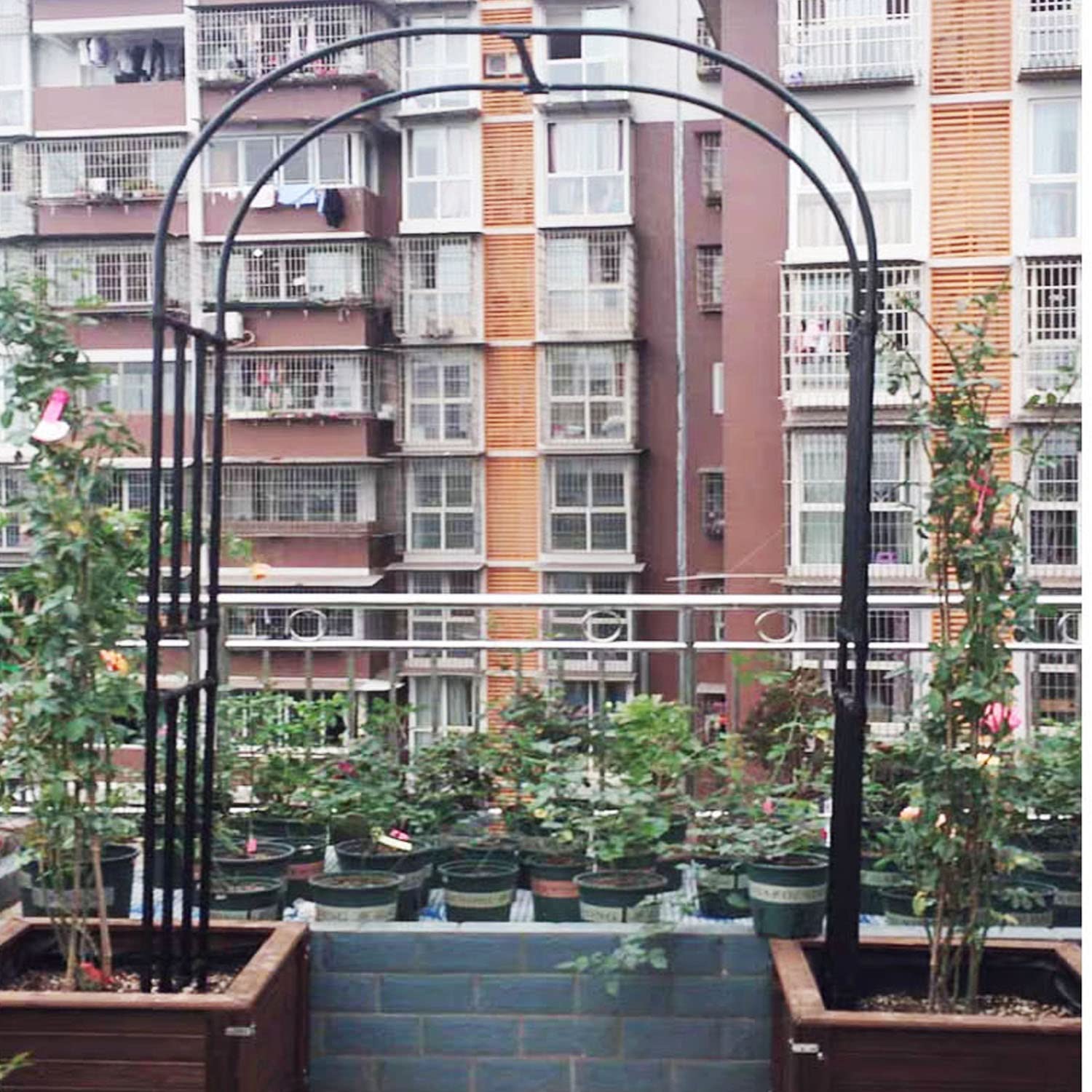 1,2-3,5 m brede grote zwarte metalen tuinprieelboog, bruiloft pergola prieel, rozenboog, eenvoudig te monteren, voor klimplanten, rozen, binnen, buiten, 2 ,2/2,3 m hoog, B200 x 230 cm