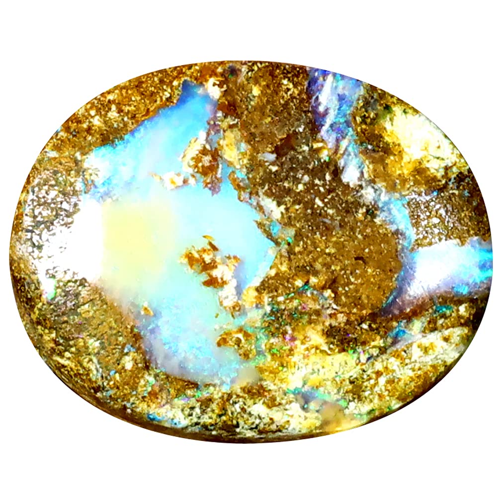 Opale naturelle d'Australie 7.53 ct, pierre précieuse boulder multicolore de Koroit
