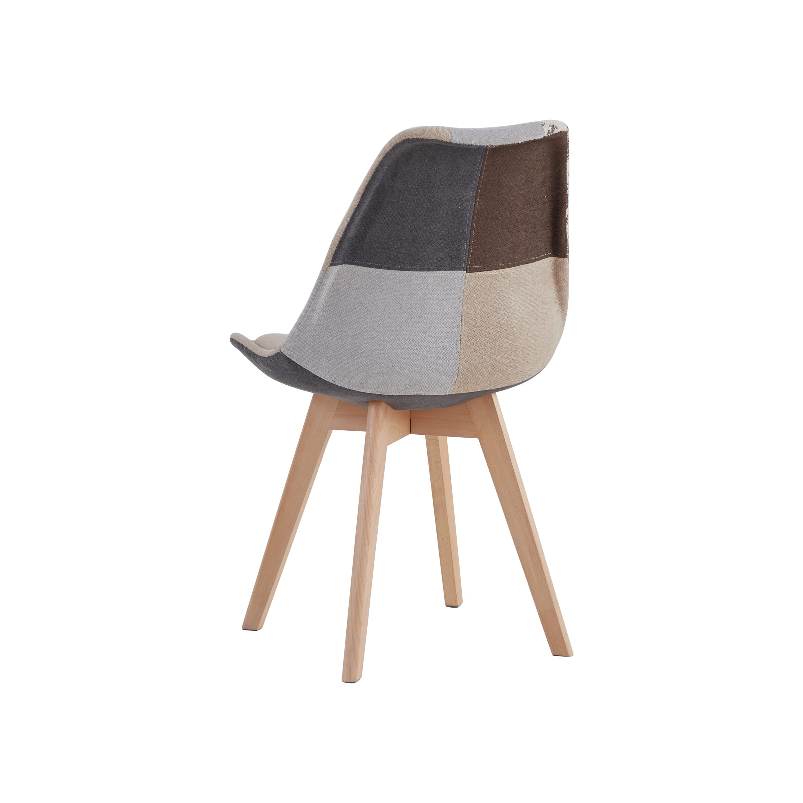 GrandCA HOME Set di 4 Sedie da Pranzo/Sedie da Ufficio in Stile Nordico, Sedie Imbottite Senza Braccioli con Seduta in Tessuto di Lino, Gambe in Legno di Faggio,Marrone