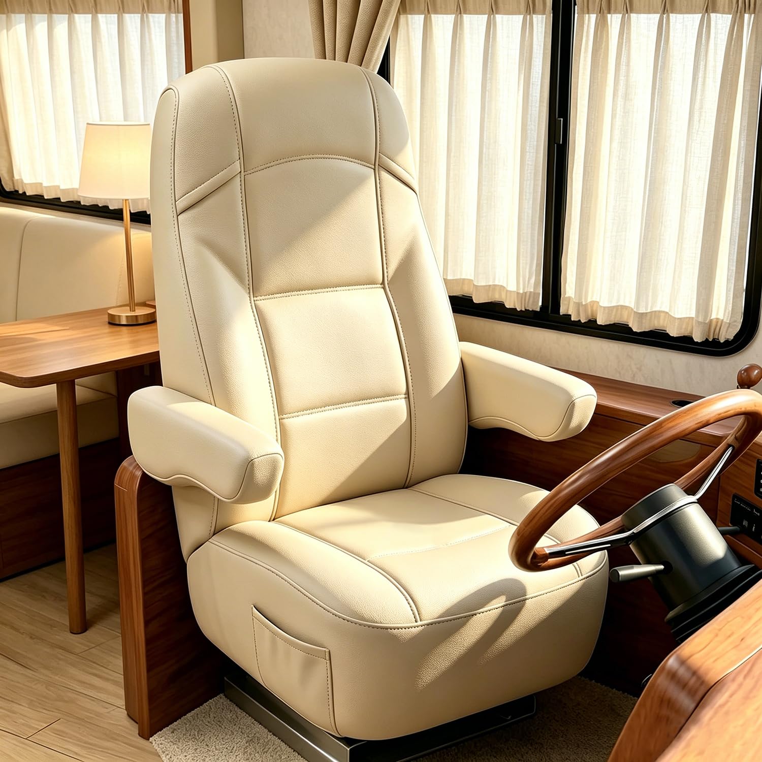 Photo 1 of BeadChica RV Seat Covers - PU Leather, Beige (2 Pack)