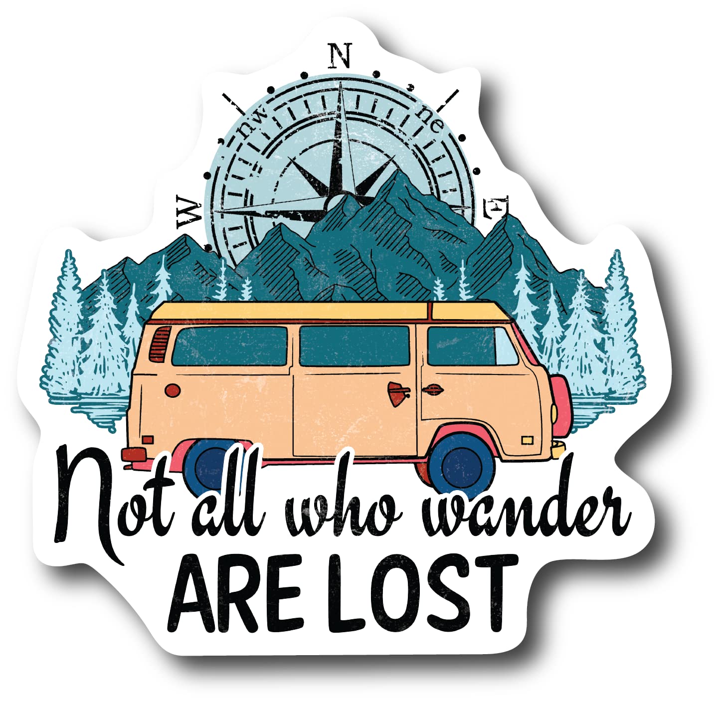 Pegatinas Not All Who Wander Are Lost de 5 pulgadas resistentes al sol para coche y caravana