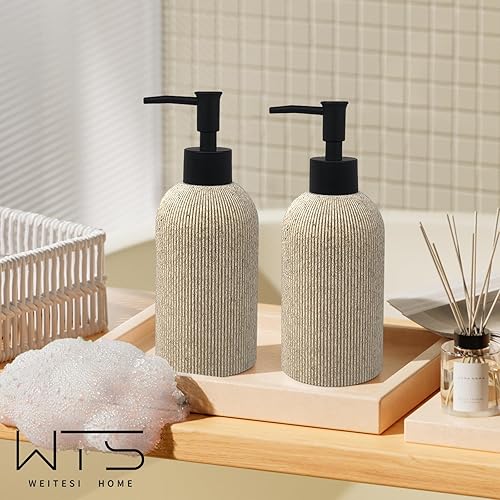 Miniatura 6 de Dispensador de jabón de manos para encimera de baño y cocina, juego de dispensadores de jabón y loción de resina de 10 onzas con bomba de plástico a