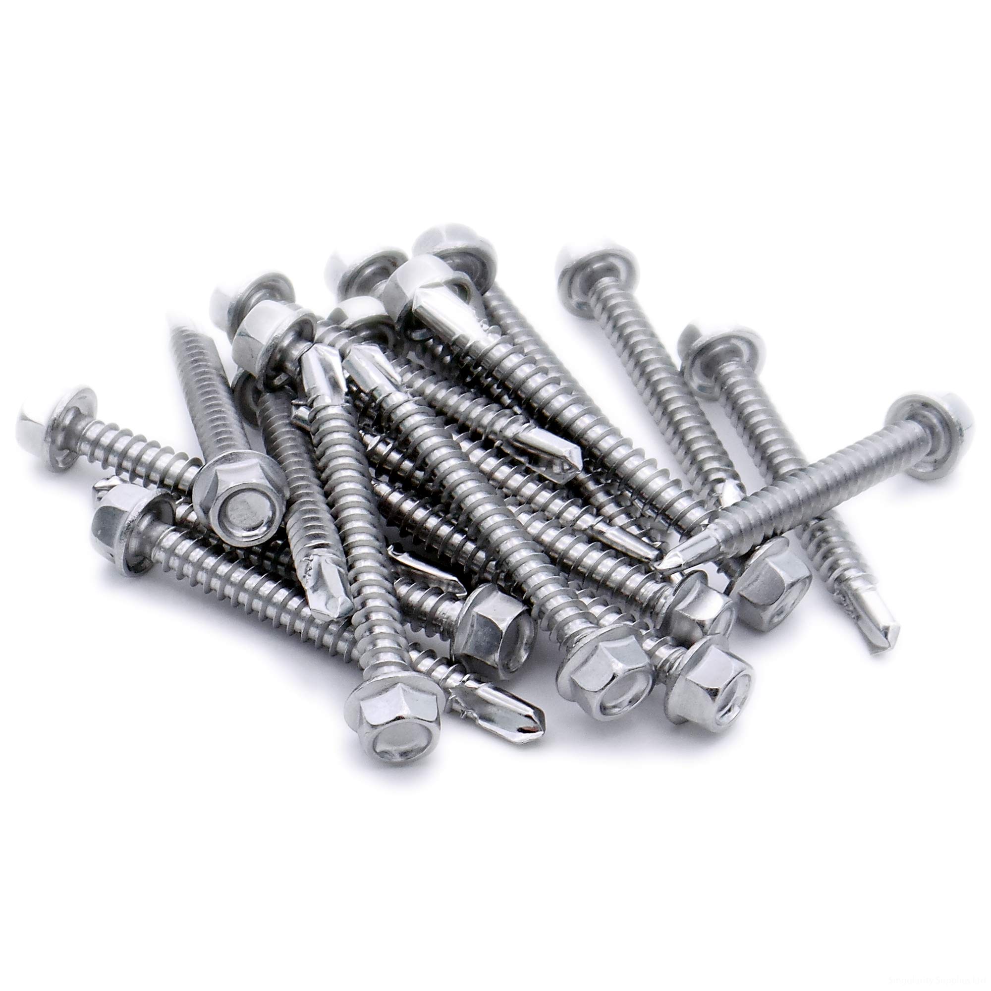 Singularity Supplies Silver No.12 X 1.8 (5.5Mm X 45Mm) Hex Self-Drilling Screw (Flanged) - Stainless Steel (A2) (Pack Of 20)