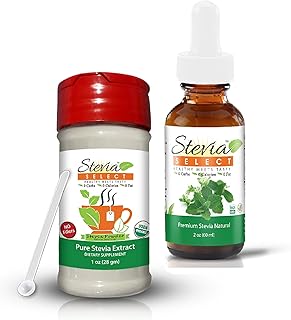 Stevia Select Pure Organic Stevia Powder & Stevia Liquid Bundle 2 Pack - Stevia Liquid 2 oz.