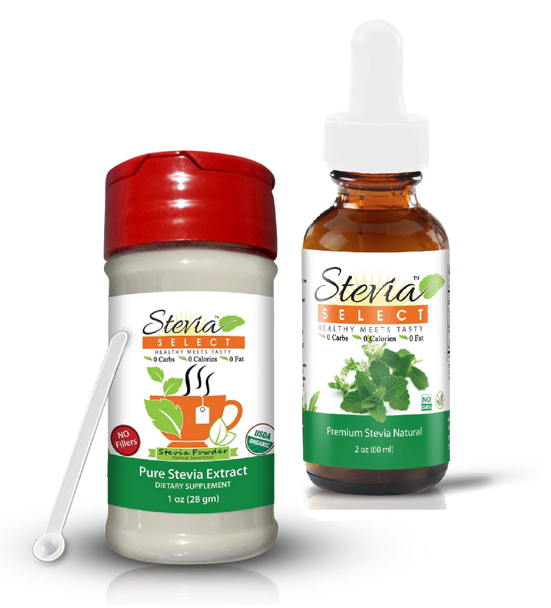 Stevia Select Pure Organic Stevia Powder & Stevia Liquid Bundle 2 Pack