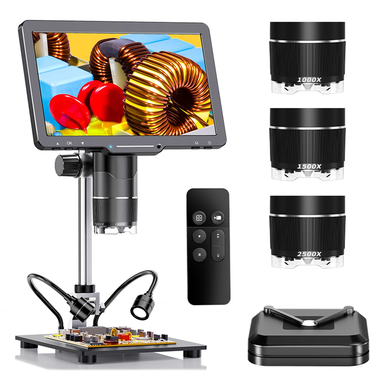 Digitales Mikroskop, 25,7 cm, 2500 x USB, 2 MP, mit LED, für Leiterplattenreparatur, Lötwerkzeug, Digitalmikroskop