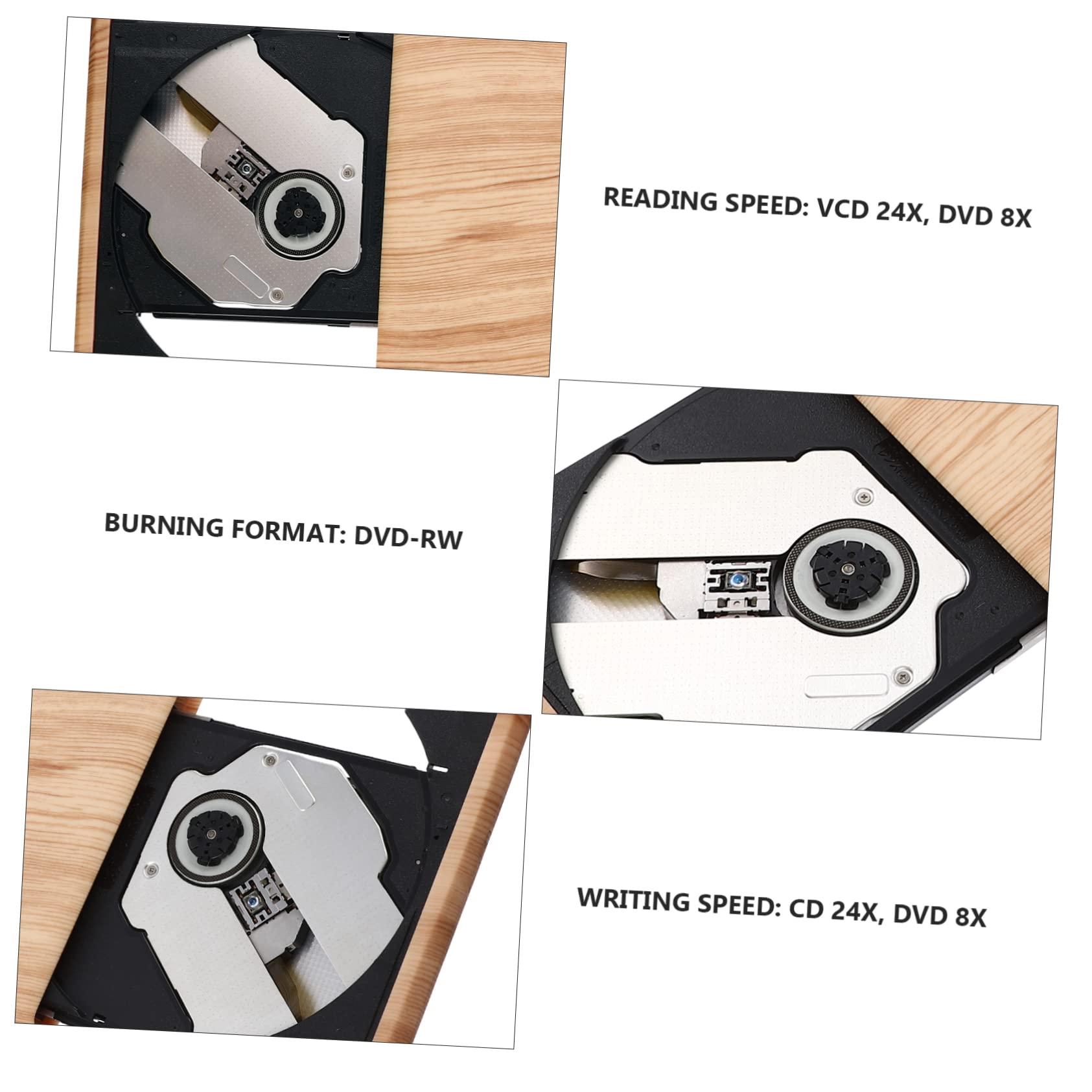 HEMOTON Unità Dvd Portatile Masterizzatore USB per Computer Effetto Legno Masterizzatore CD Dvd Lettore CD