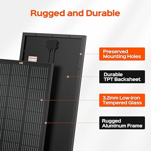 Miniatura 5 de RICH SOLAR Panel solar monocristalino premium de 100 vatios y 12 voltios, color negro