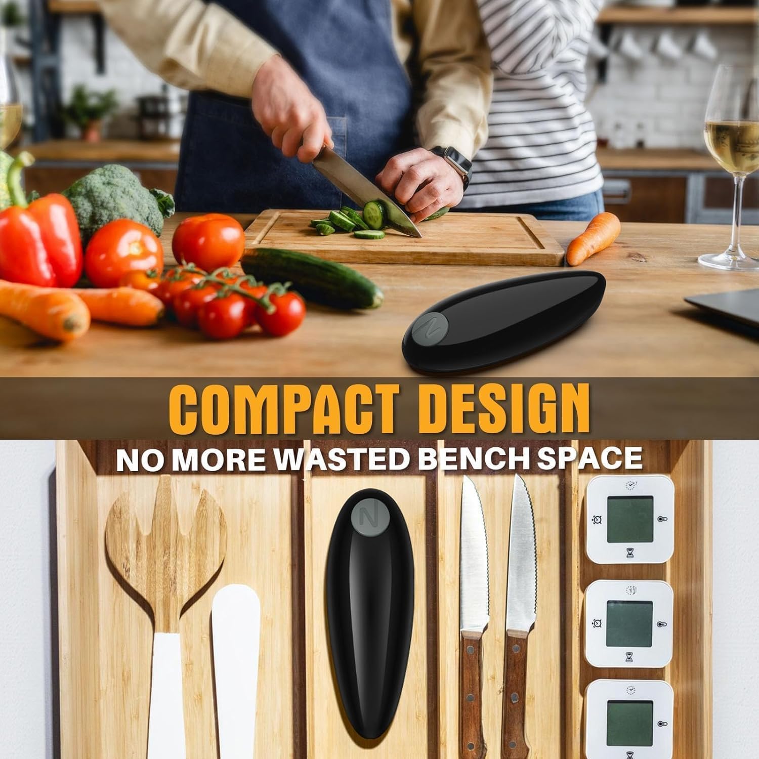 YUET Apriscatole Elettrici, Gadget da Cucina Portatile, Automatico, per Nuovi Barattoli Sigillati, con Artrite Elimina il Dolore alle Mani Aiuta a Prevenire Lesioni e Sforzi (Nero)