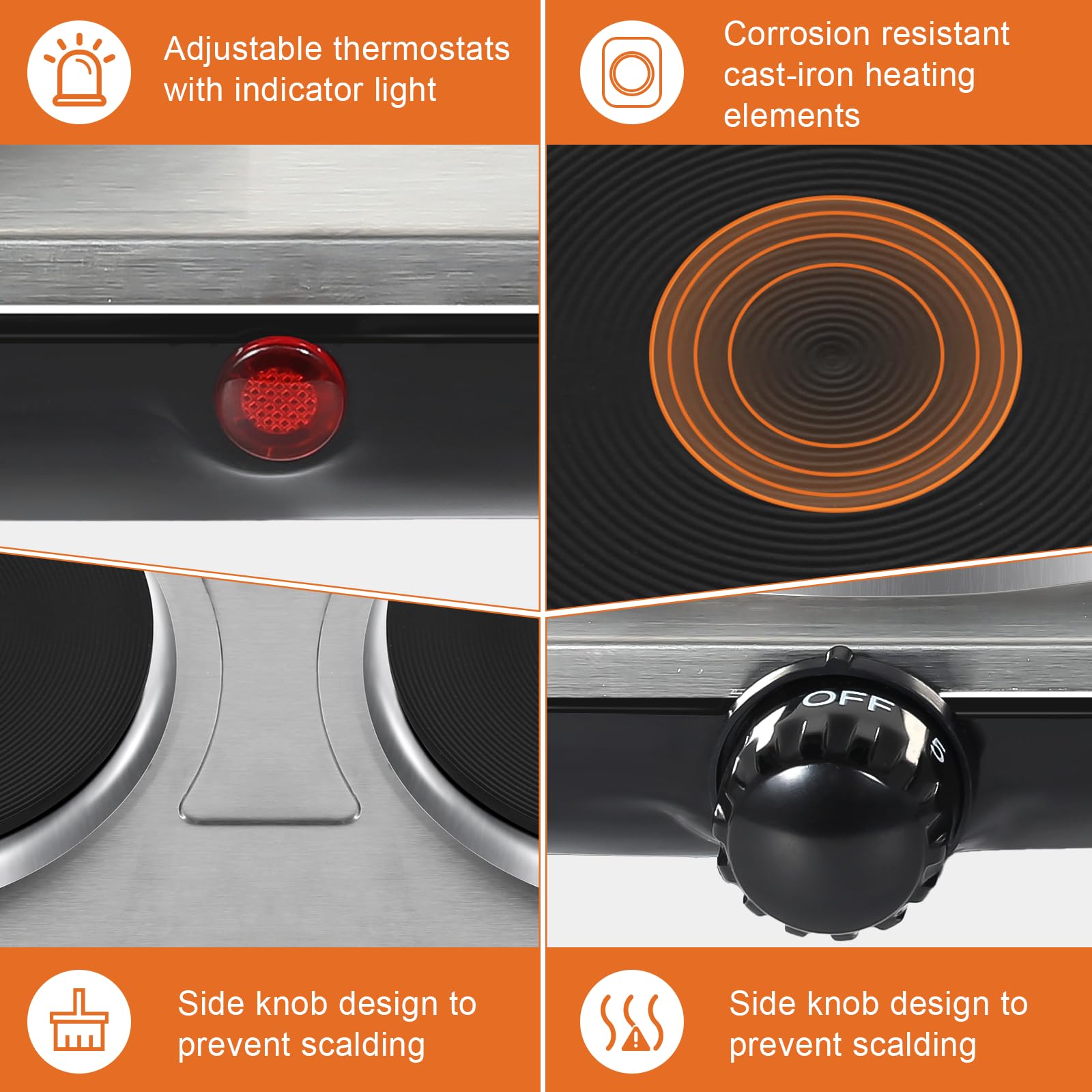 Piano Cottura Elettrico Portatile GOURMETmaxx - 1500W, Termostato Integrato, Per Pentole Fino A 18.5 Cm - Foto 9