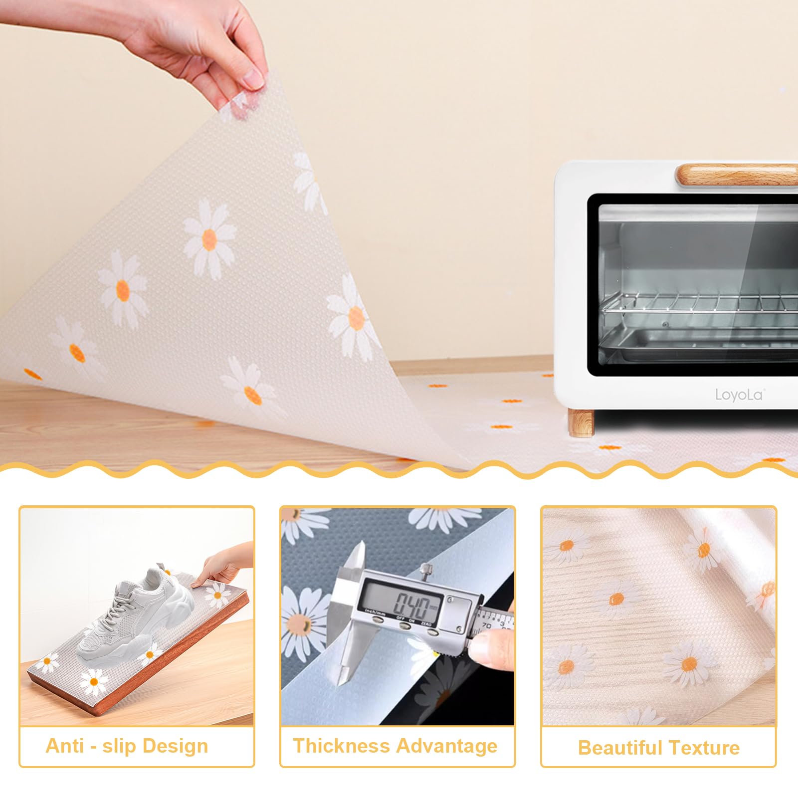 Tapis Fond De Tiroir 30×500cm ÉVA Blanc - Protection Antidérapante Et Imperméable Cuisine