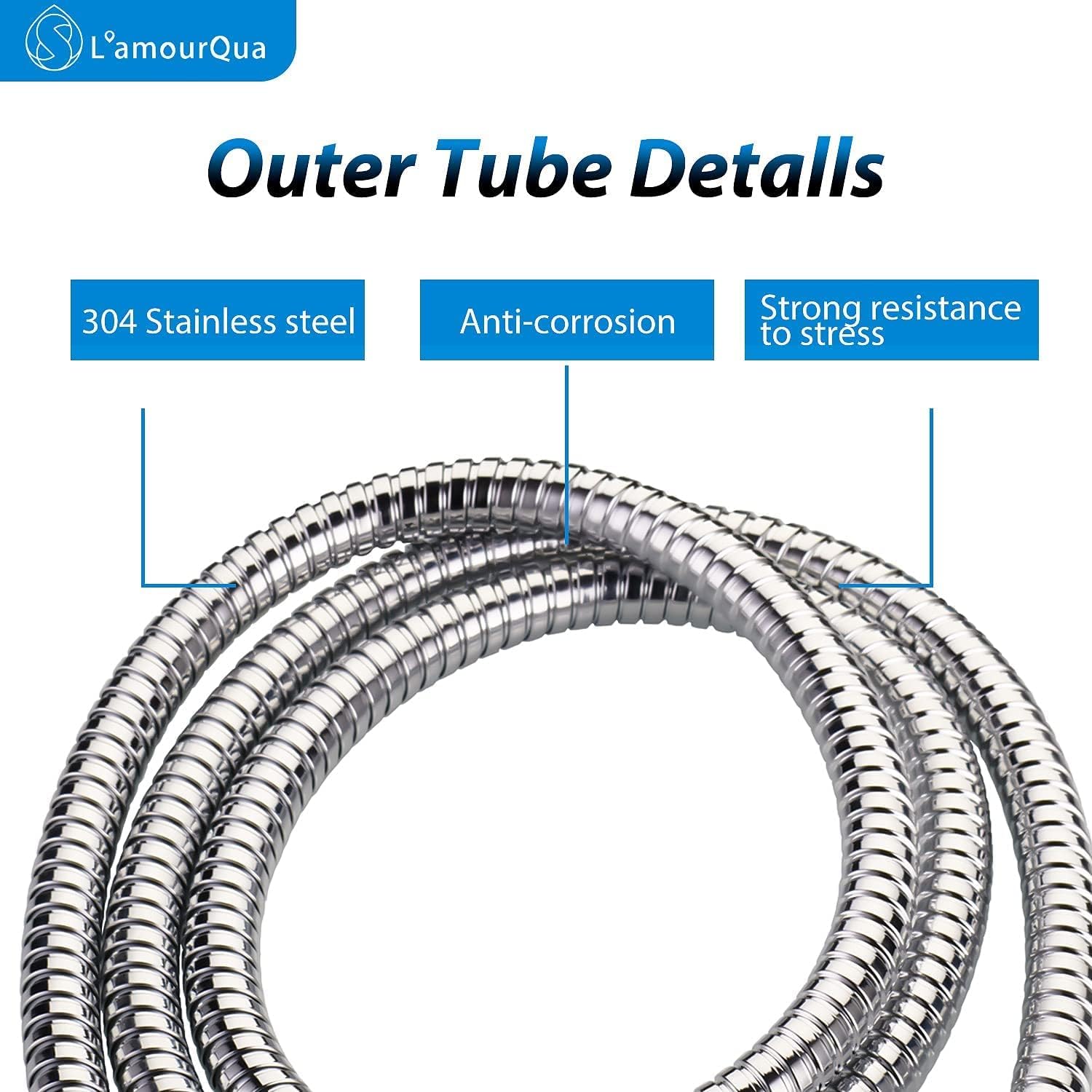 Chrome Hose With Brass Insert and Nut - Lightweight For Shampoo Bowl, Hose For Salon Beauty Equipment Spa Barber Shop, Backwash Unit 1/2 to 1/4