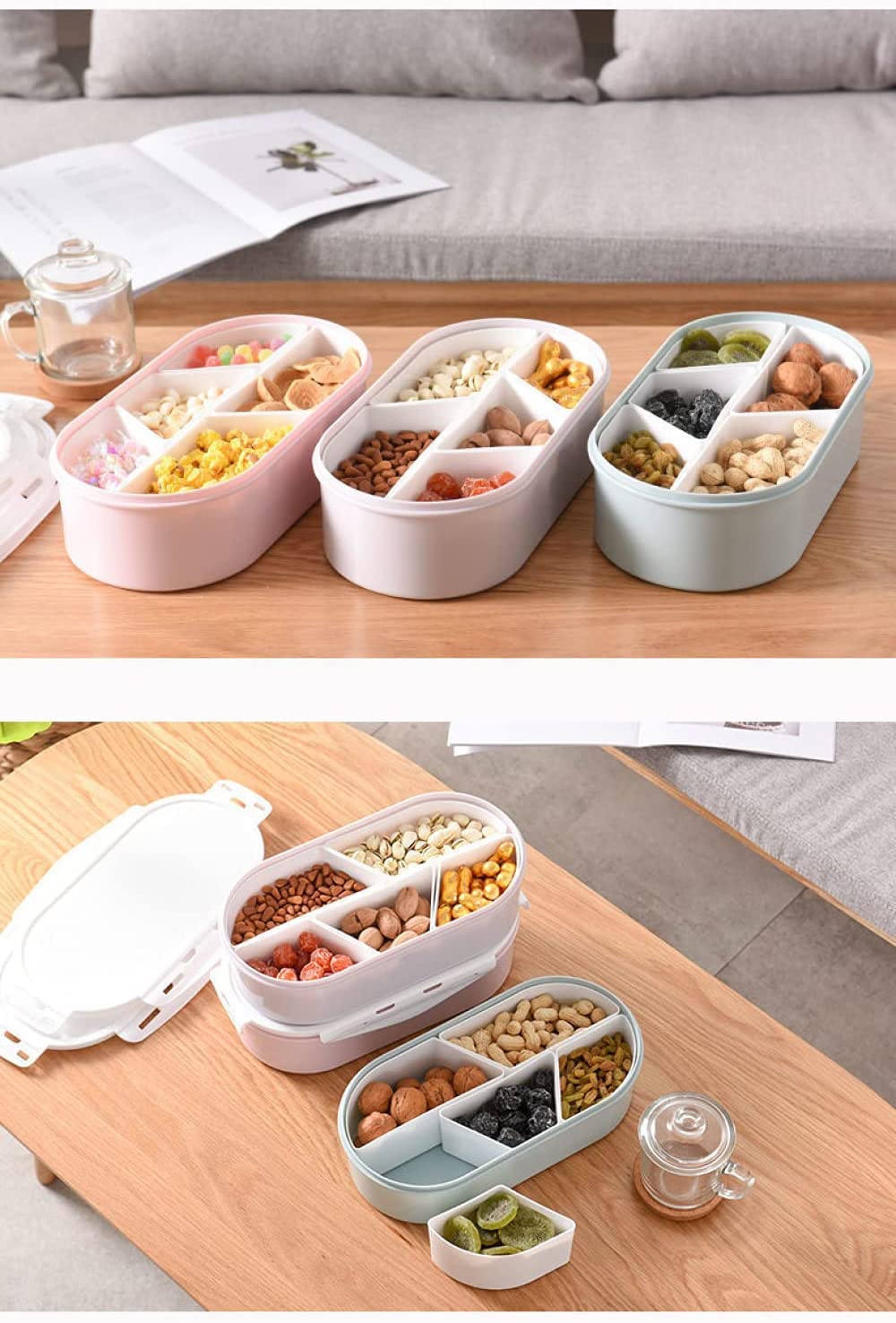 Bandeja de Fruta Multifuncional Caja de Almacenamiento de Caramelo Caja de Almacenamiento de Frutas secas Pendientes de contenedor de Joyas Contenedor de exhibición de joyería.,B
