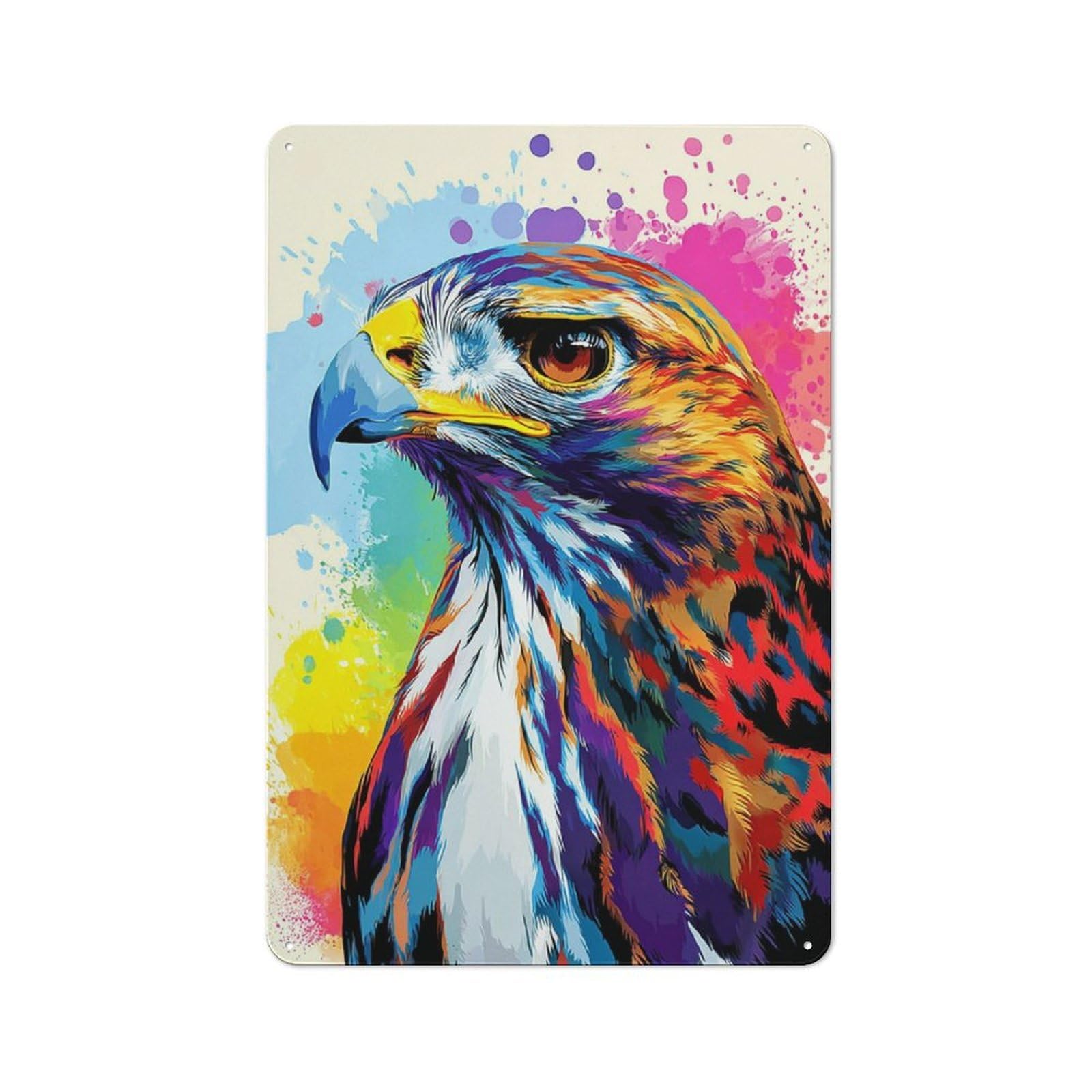 Junmoney Colorful Eagle Art Print Tin Wall Plaque 30X20cm With For Bar Or Restaurant, Housewarming Present For People Styling Bar And Restaurant