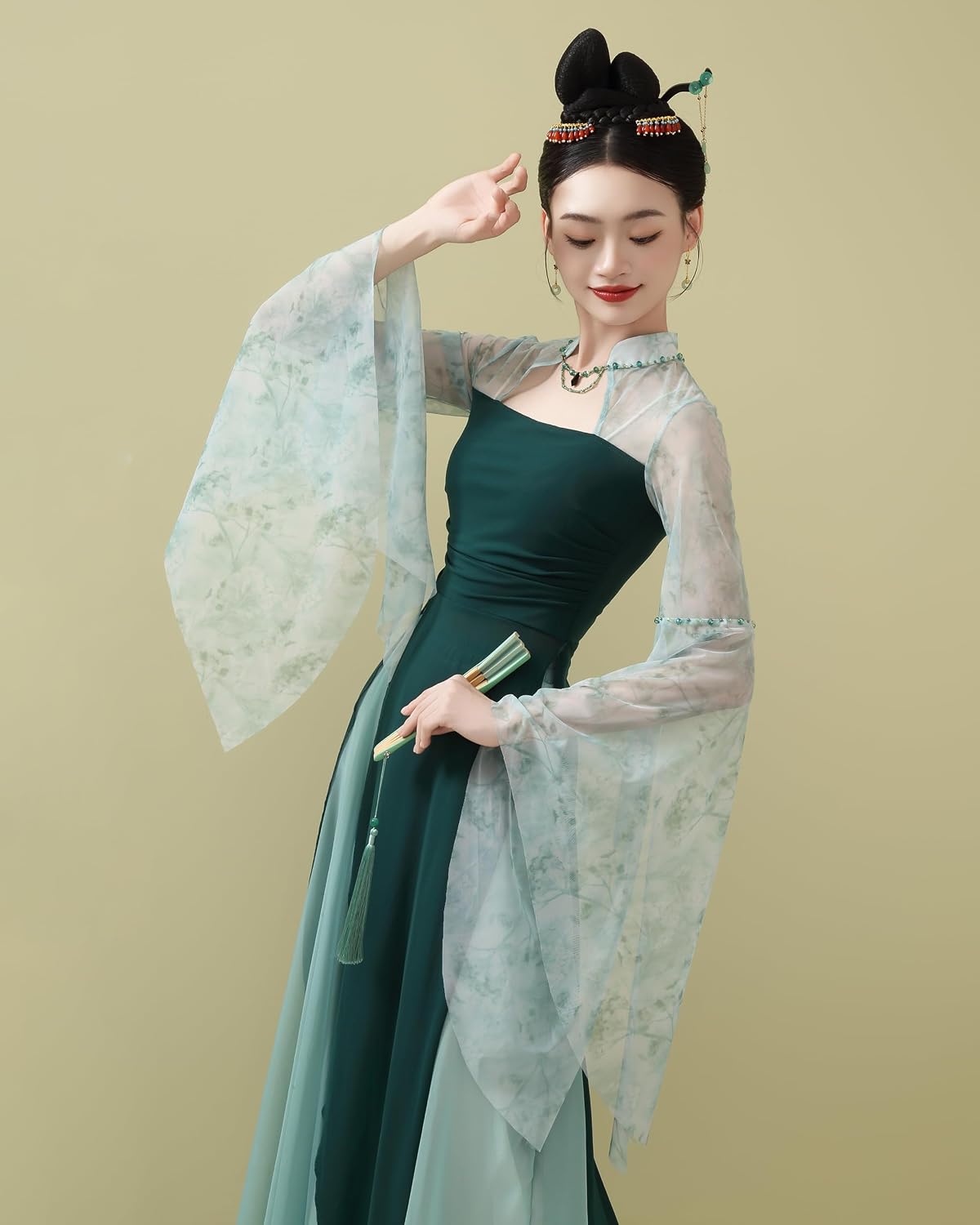 ROYAL SMEELA Women's Chinese Qipao Set Floral Cheongsam, Chinese Style and Modern Dress, Top+Culottes for Dance & Stage