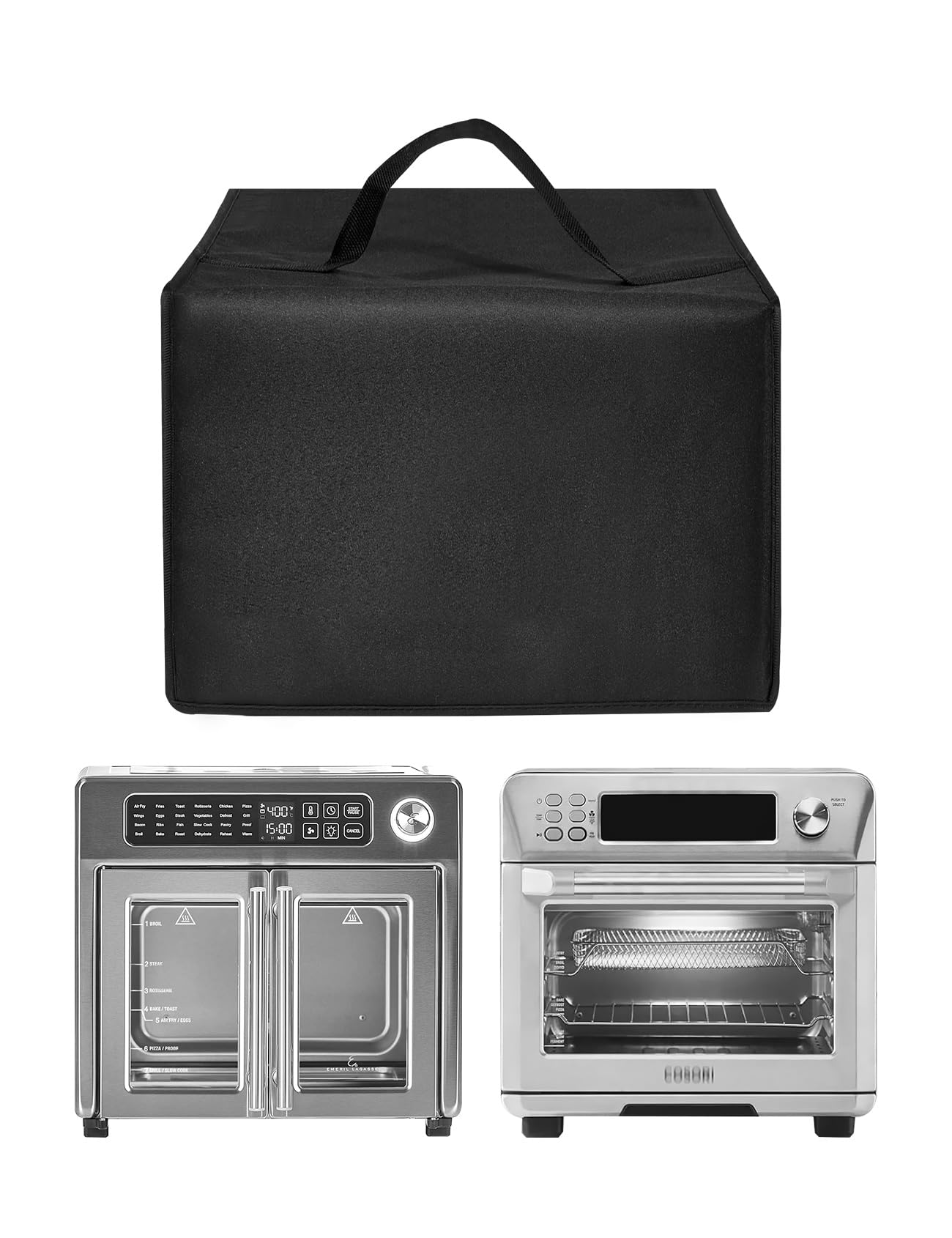 Air Fryer Cover Toaster Oven Case Heat-Resistant Dustproof Nylon Lid for Emeril 26 QT Extra Large Air Fryer/for COSORI Smart 12-in-1 Air Fryer Stainless Stee Toaster Ovens,Black