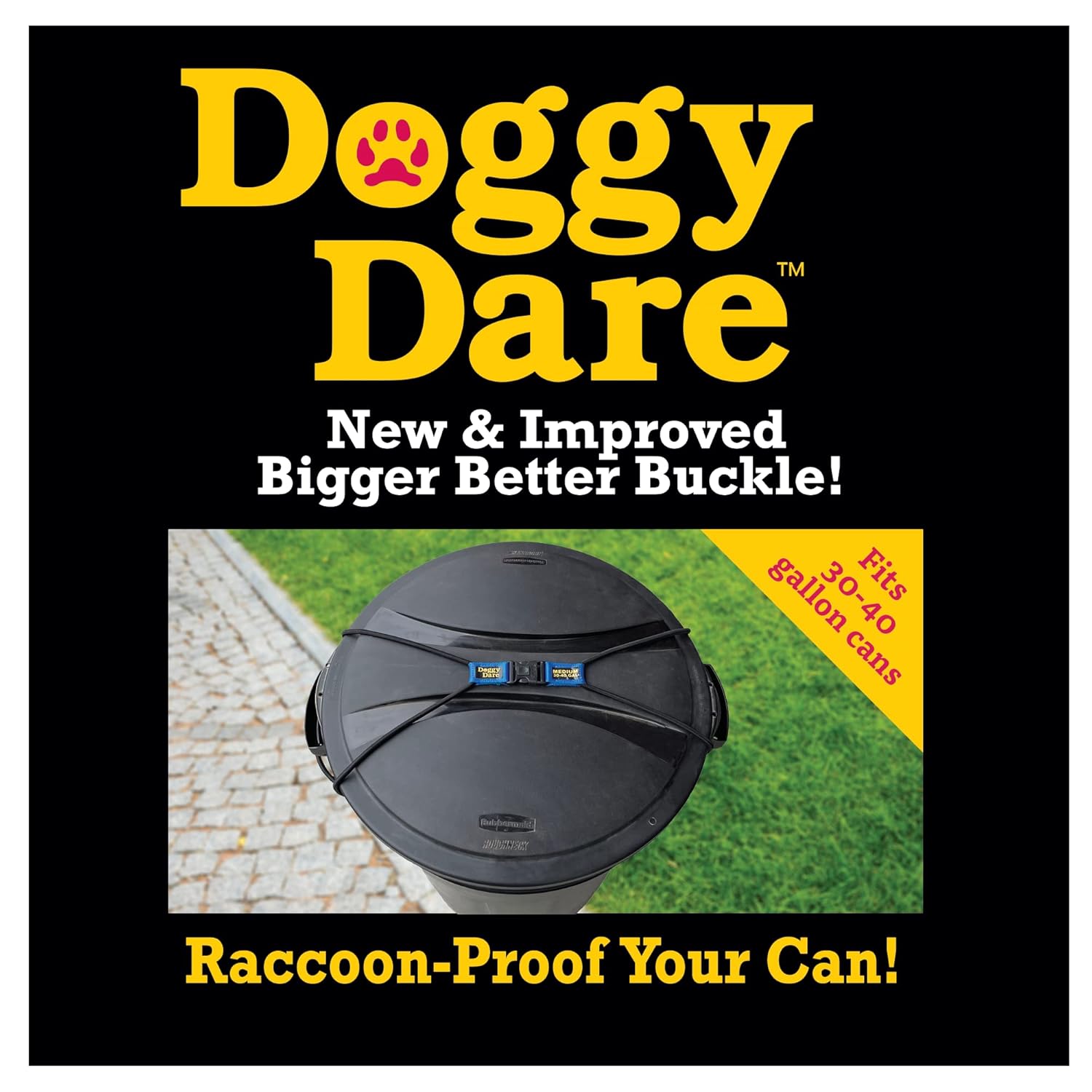 (2 Pack) Doggy Dare Trash Can Lock - Medium - Fits 30-40 Gallon Trash Cans - Perfect for Dogs, Raccoons, Opossums - Bungee Cord Design Makes Install Simple (Trash Can NOT Included)