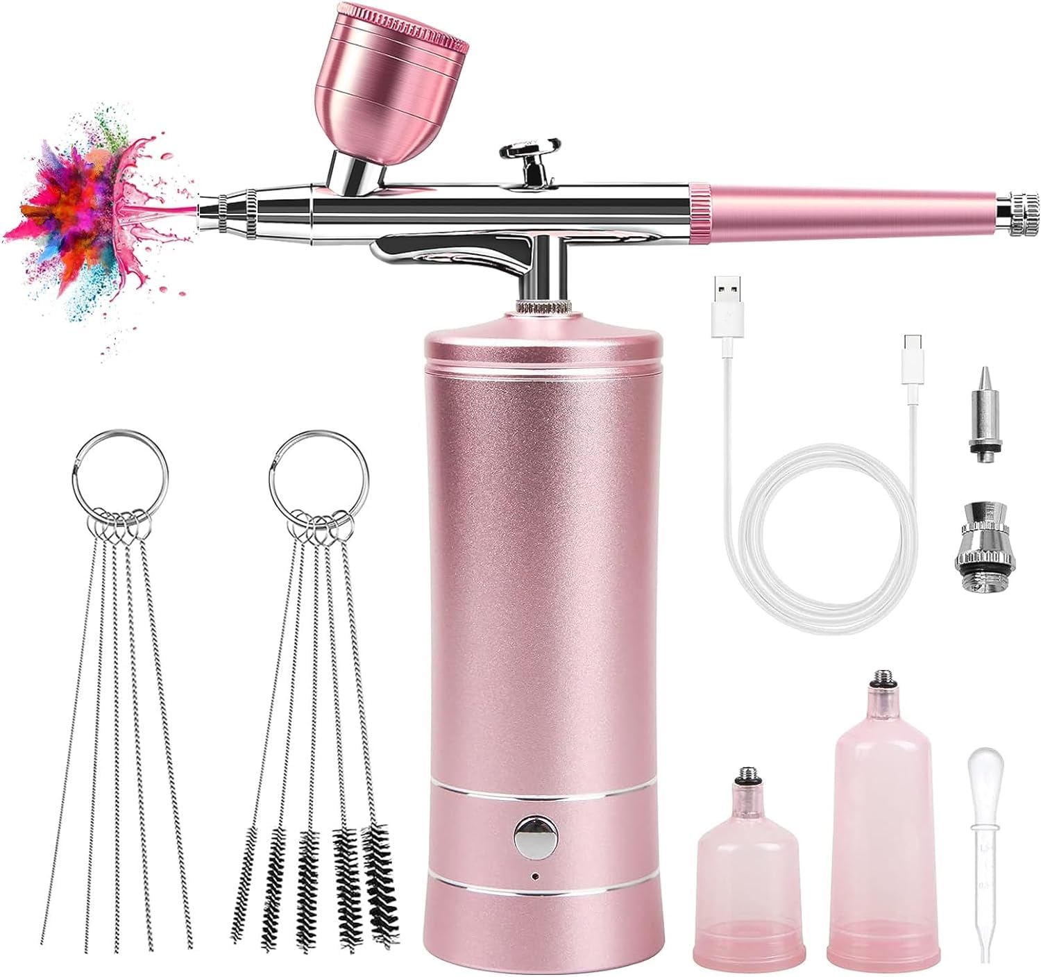 FC22 Airbrush Kit Rechargeable Cordless Airbrush Compressor - 30PSI Auto Handheld Airbrush Gun, Airbrush Set Portable Wireless Air Brush for Barber, Nail Art, Cake Decor, Makeup, Model Painting