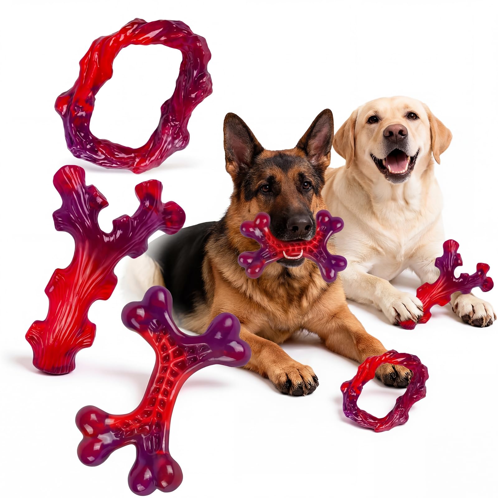 Frienhund Lot de 6 jouets indestructibles pour chiens de grande race : jouets pour chiens à mâcher agressifs, os à mâcher en nylon pour chiens de grande taille, chien, saveur de bœuf irrésistible