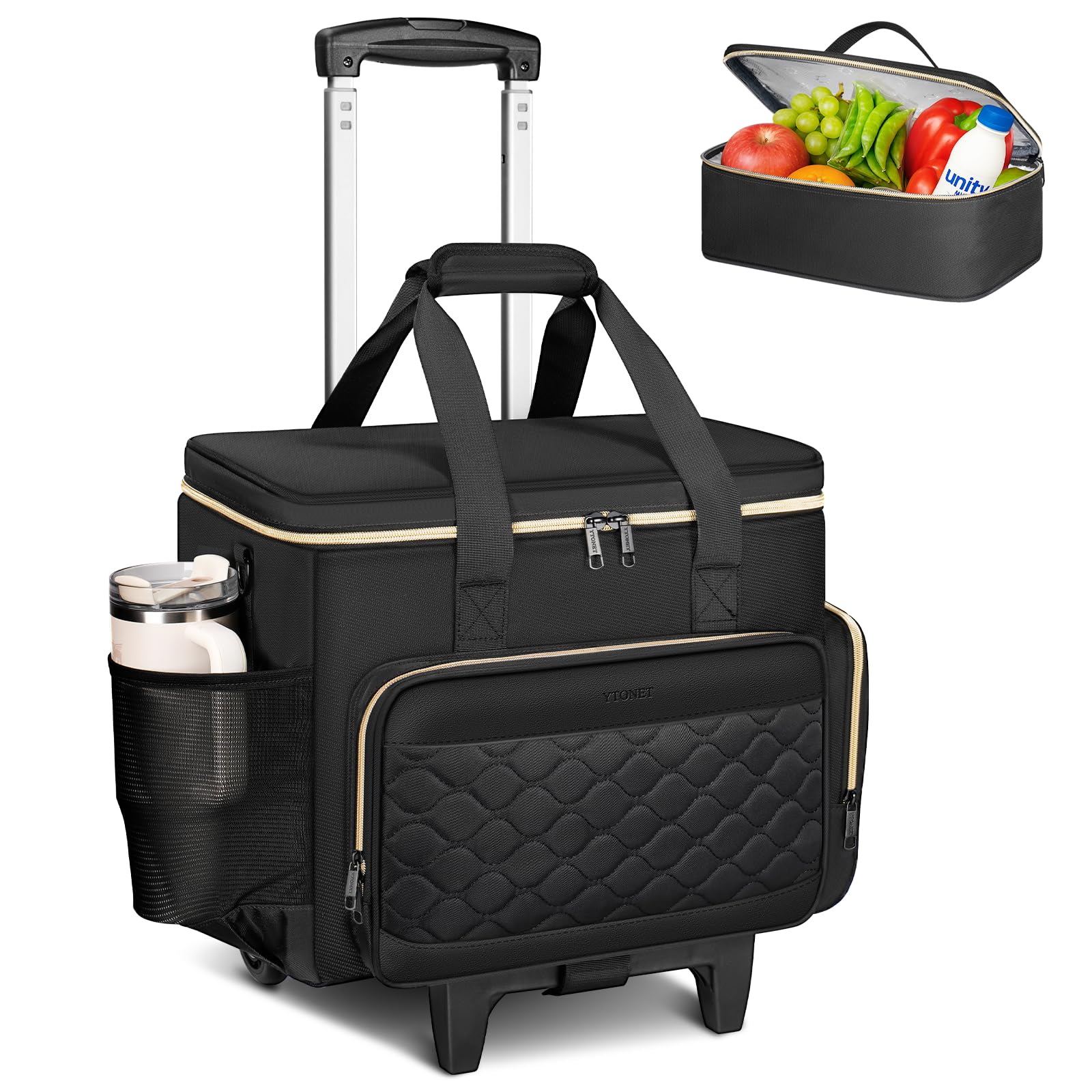 Ytonet Rolling Teacher Bag with Insulated Lunch Carrier 15 6 Rolling Laptop Bag with Detachable Dolly Underseat Travel