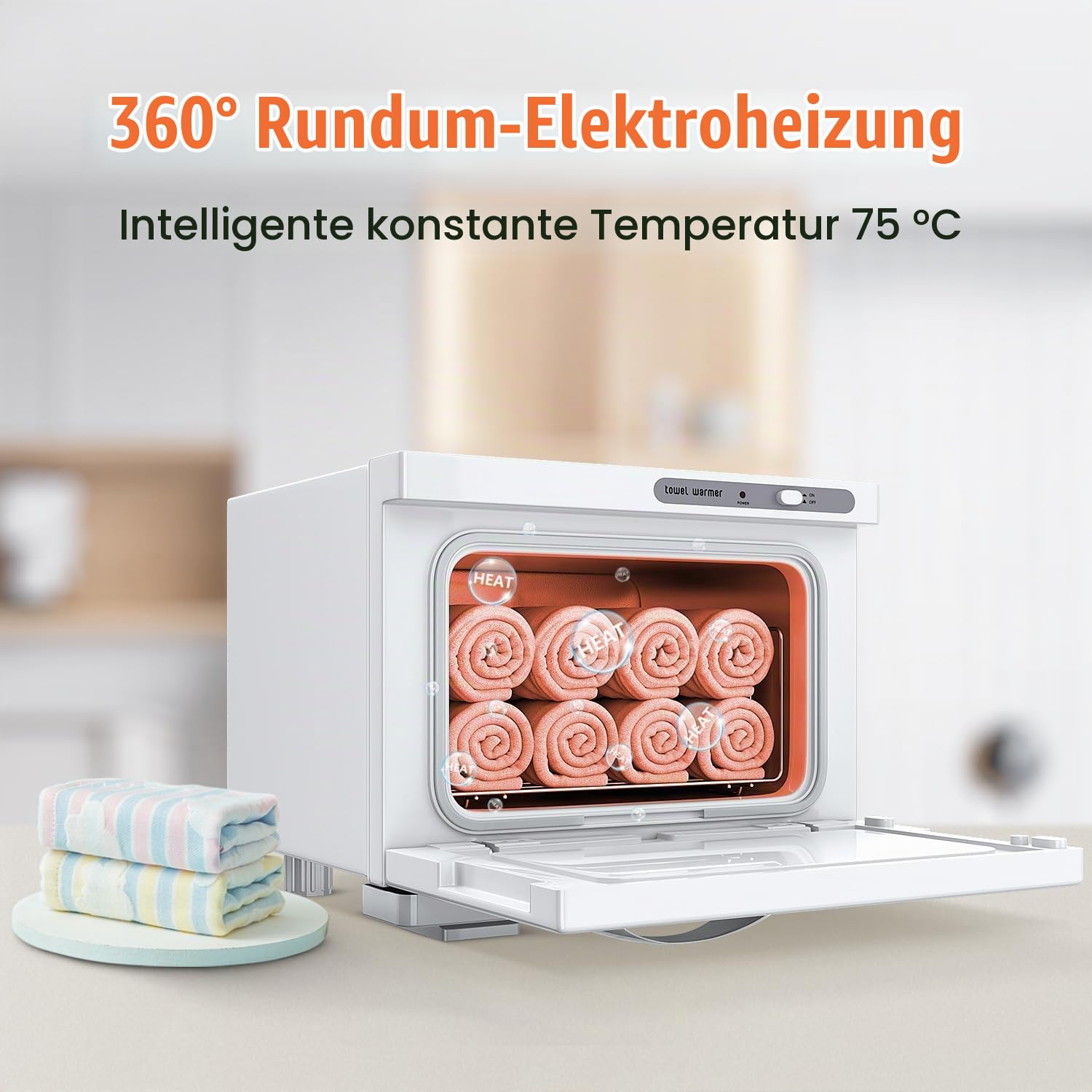 Handtuchwärmer, Handtuchheizschrank, extrem schnelle Aufheizgeschwindigkeit, einfache Bedienung, SPA-Bereichen, Friseur- und Schönheitssalons (8L,Weiß)