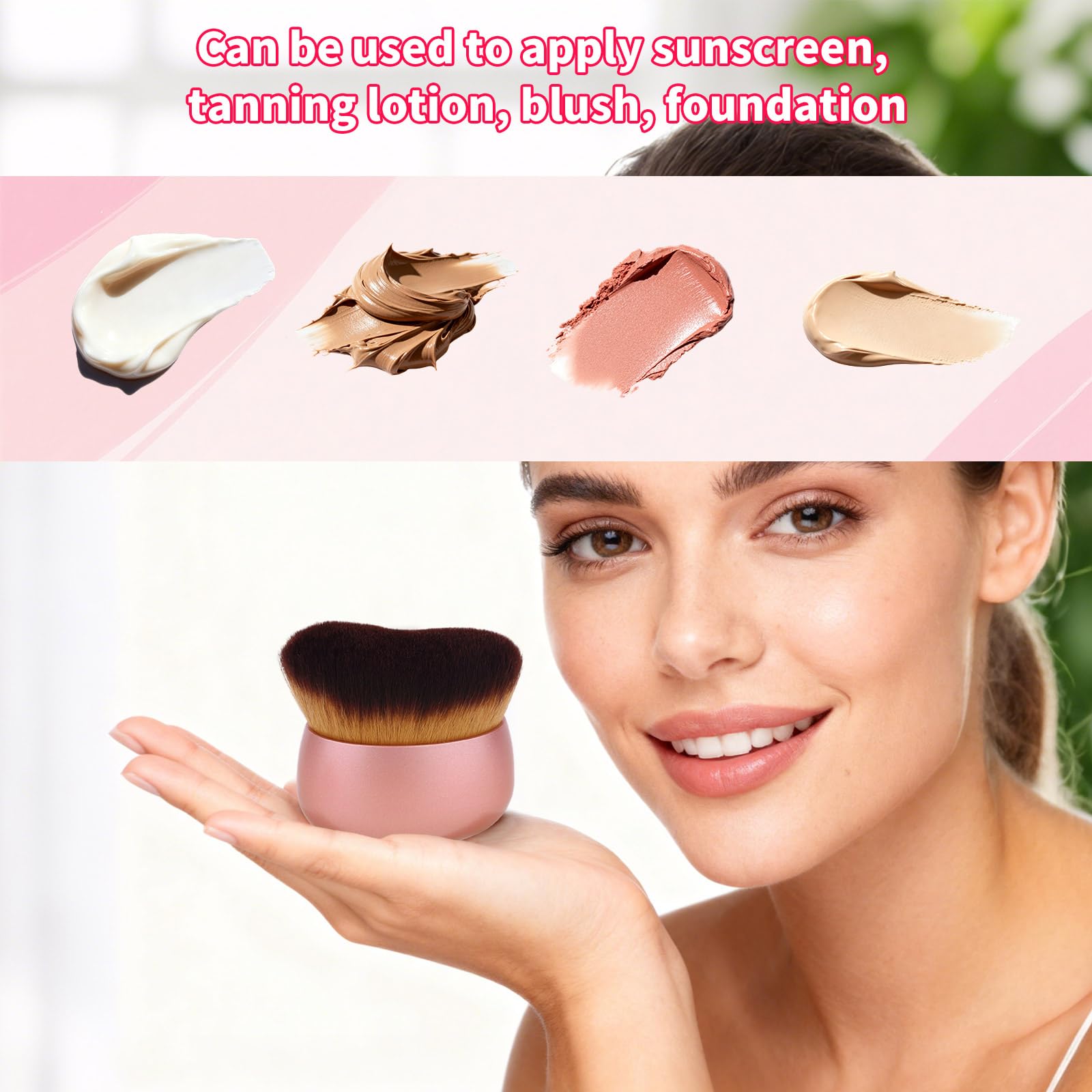 Pennello per il Trucco del Corpo Grande con Custodia, Applicatore Autoabbronzante a Testa Larga Applicatore per Protezione Solare Fondotinta Lozione Abbronzante Fard