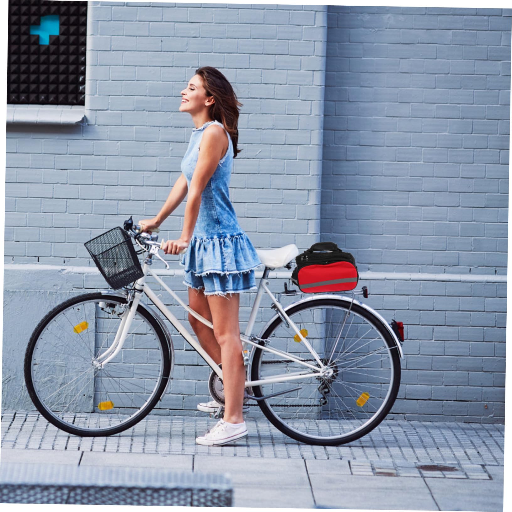 BESTonZON Borsa per Portapacchi Bicicletta Posteriore Grande Capacità | Tessuto Oxford Rosso, Striscia Riflettente, Funzione Multifunzione, Adatta alla Bici