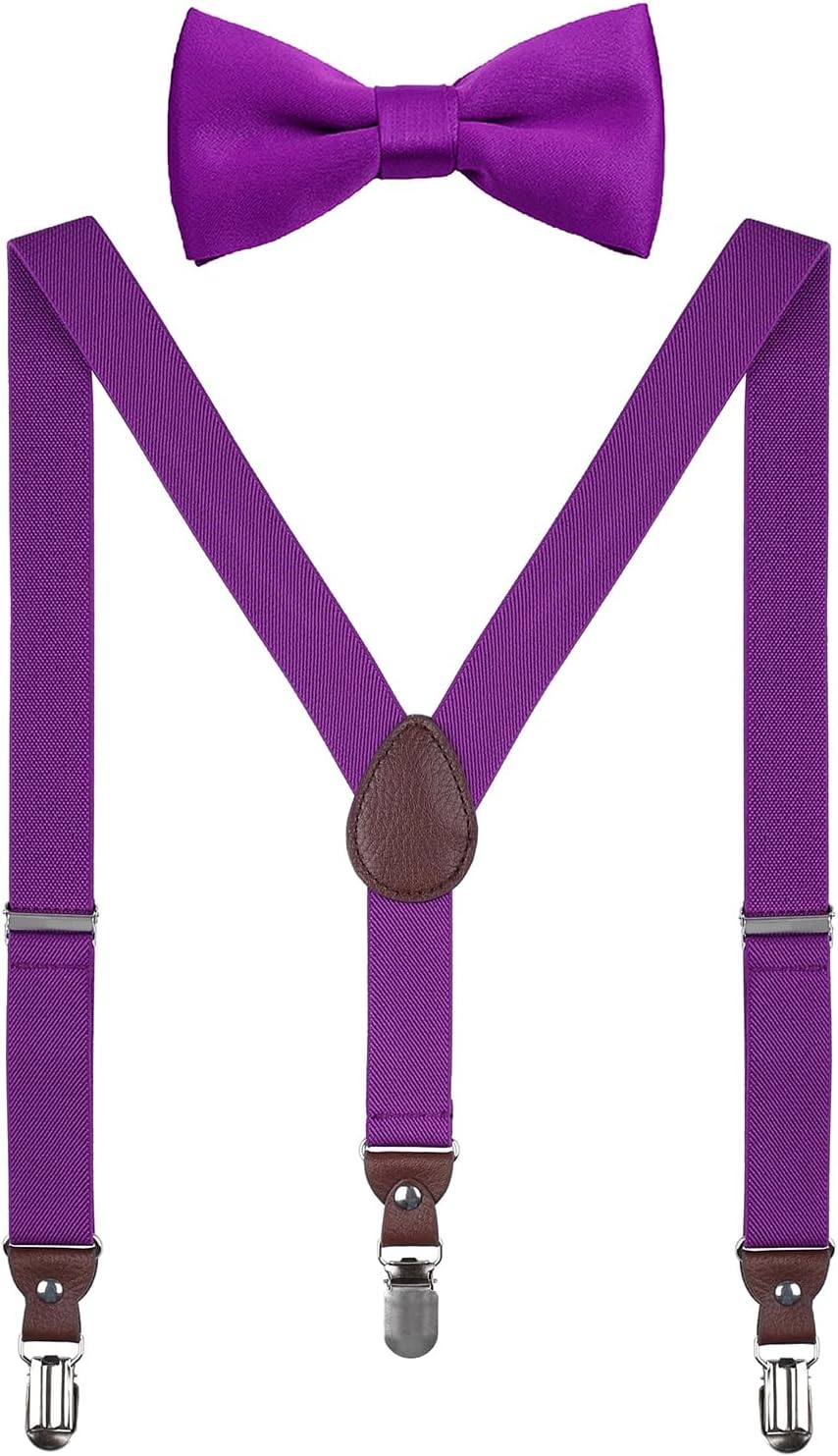 Men's Boys' Suspenders and Bow Tie Set Adjustable Y Back
