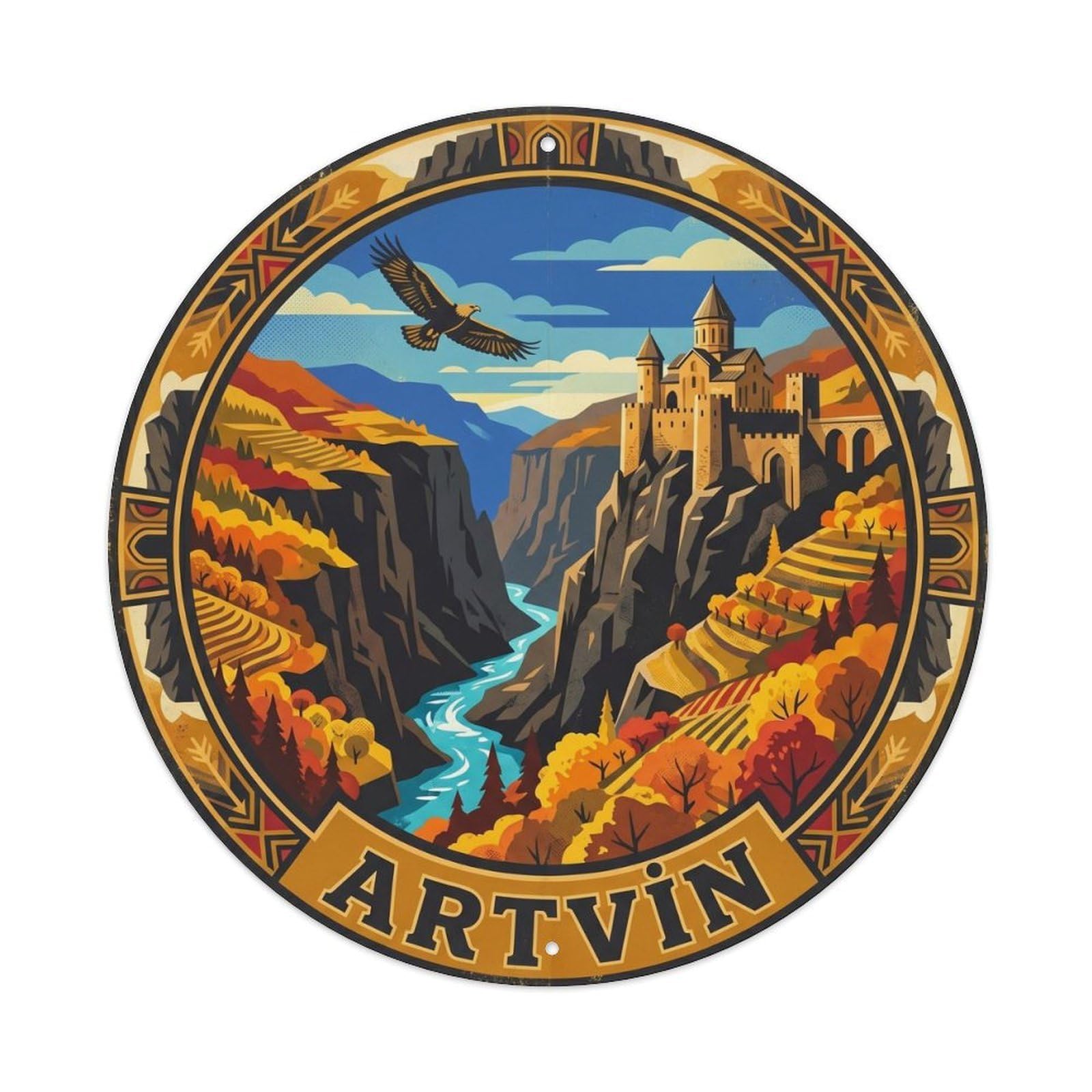 Artvin Tbilisi Gate Mountain Route Turkey Metal Tin Sign