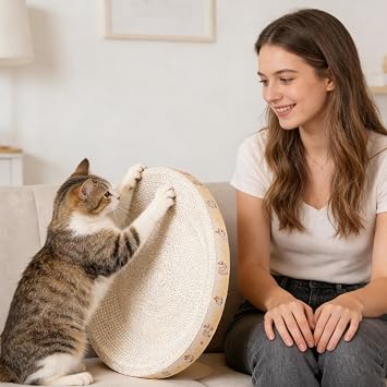 Cat Scratching Board | Round Oval Non-Slip Furniture Protector | Cat Scratching Pad Pet Bed,for Pet Grinding Claw Sleep Play Indoor Home Apartment Living Room