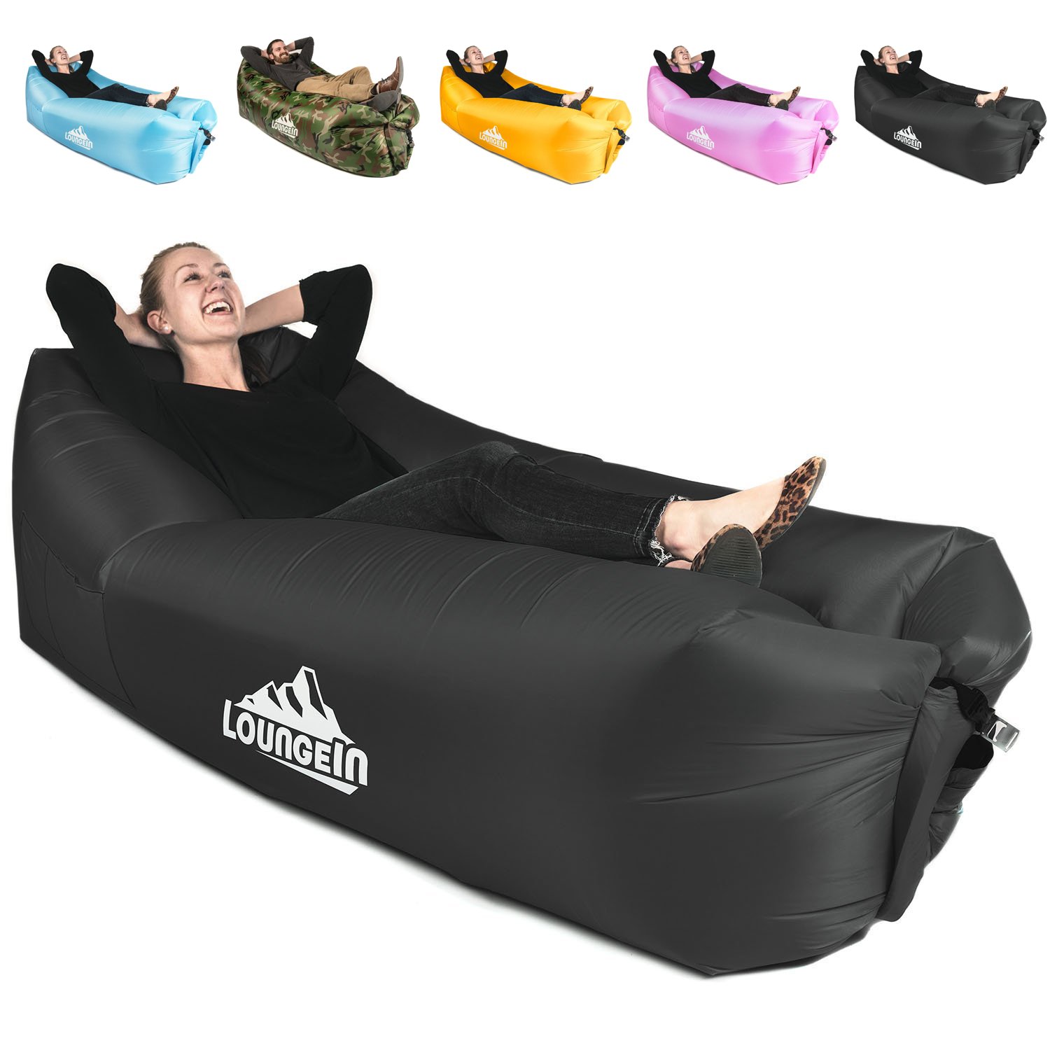 Inflatable Lounger Air Couch Chair Sofa Pouch Lazy Hammock Blow - Main Image