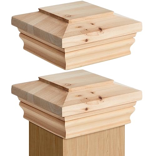 Geetery 2 Pcs 4" x 4" Cedar Post Cap Wood
