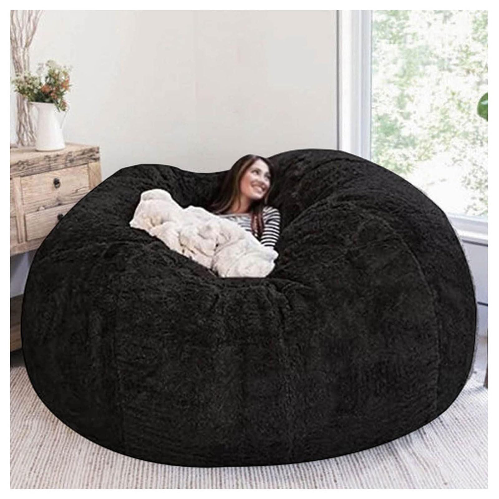 Pouf Géant XXL d’Intérieur en Velours Côtelé - Doux, Confortable & Déhoussable Lavable en Machine - Pouf Lit XXL Salon, Chambre Ado, Gamer (sans Remplissage)