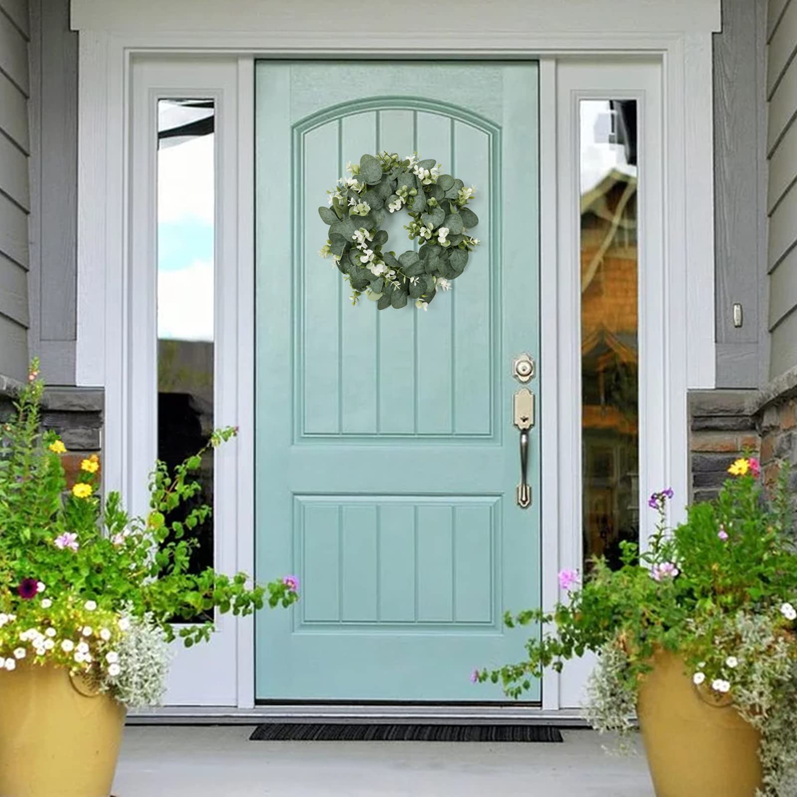 Ghirlanda Eucalipto Artificiale 30 Cm - Decorazione Verde Per Porta E Parete, Per Feste E Primavera - Foto 2