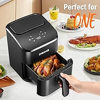 Vista 2 de DEIME - Freidora de aire pequeña digital de 2.8 cuartos de galón, compacta y que ahorra espacio, para hornear, recalentar, asar para comidas rápidas