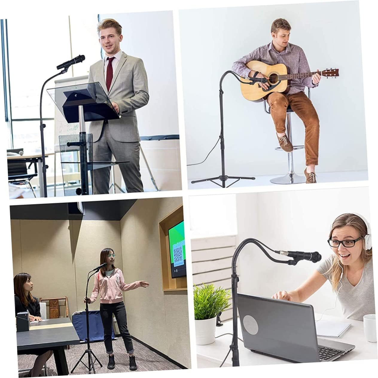 Floor Standing Adjustable Microphone Stand Tripod Mic Holder for Streaming and Recording Design Mic Clip Support