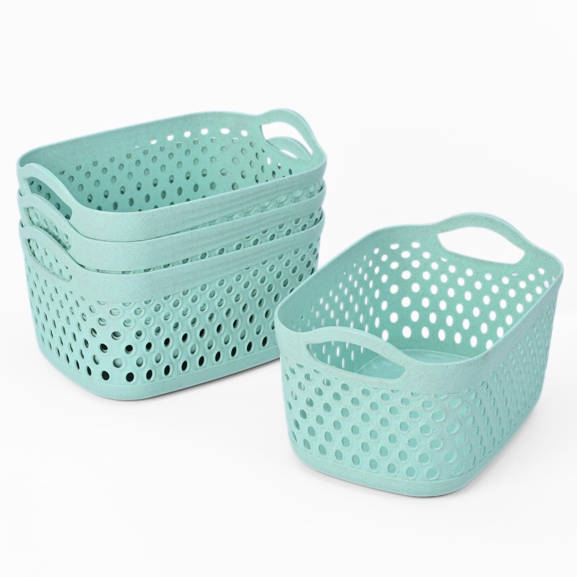 Eha Earth Friendly Multipurpose Basket for Storage Set of 4 | toy basket storage box for kids | Storage Baskets for Kitchen |3.8L Each | Made with Rice Husk and Bamboo Fibers | Celeste (B0CV7KC6NQ) Amazon Price History, Amazon Price Tracker