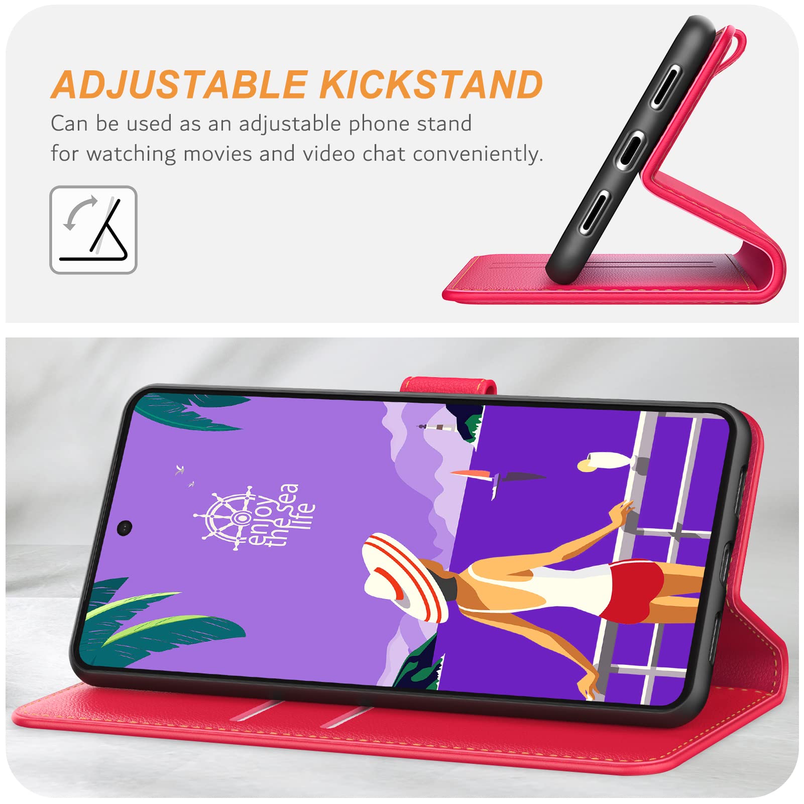 Ganbary Cover Compatibile con Google Pixel 8a, Premium Pelle PU Flip Libro Custodia per Google Pixel 8a [Protezione Completa] [Slot per Scheda] [Funzione di Supporto], Blu