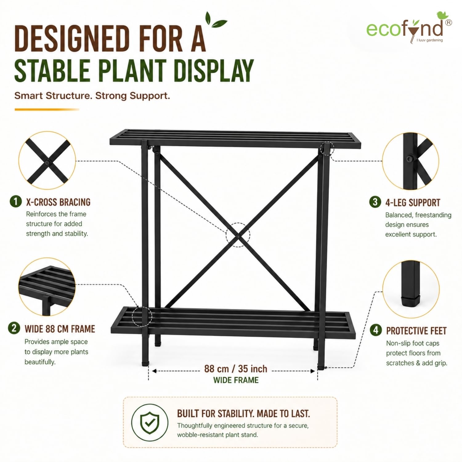 Adam Plant Stand - 2 Tier Iron Flower Pot Stand -8