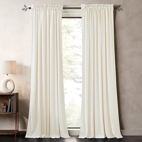 Miniatura 1 de PONY DANCE Cortinas de terciopelo blanco de 96 pulgadas, paneles de cortina de terciopelo insonorizados con bloqueo de luz para sala de estar,