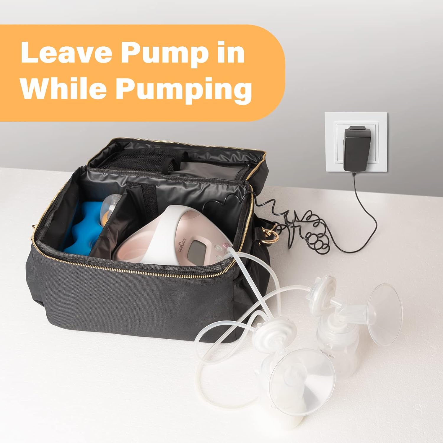 EliteMom Breast Pump Bag (Patent Pending) - Stylish Pumping Bag Compatible with Spectra S1 S2 Gold