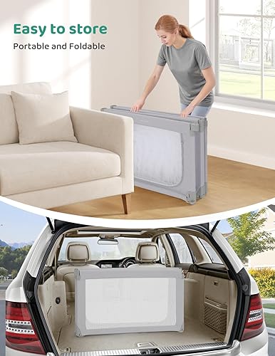 Miniatura 7 de Kidirect Corrales para bebés plegables, corralito pequeño para bebés y niños pequeños, corralito de juegos para bebés con puerta de seguridad,