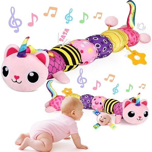 Juguetes para bebés de 0 a 6, 6 a 12 meses, animal musical sensorial de peluche de unicornio para bebés de 0 a 3 a 6 meses en adelante, tiempo boca