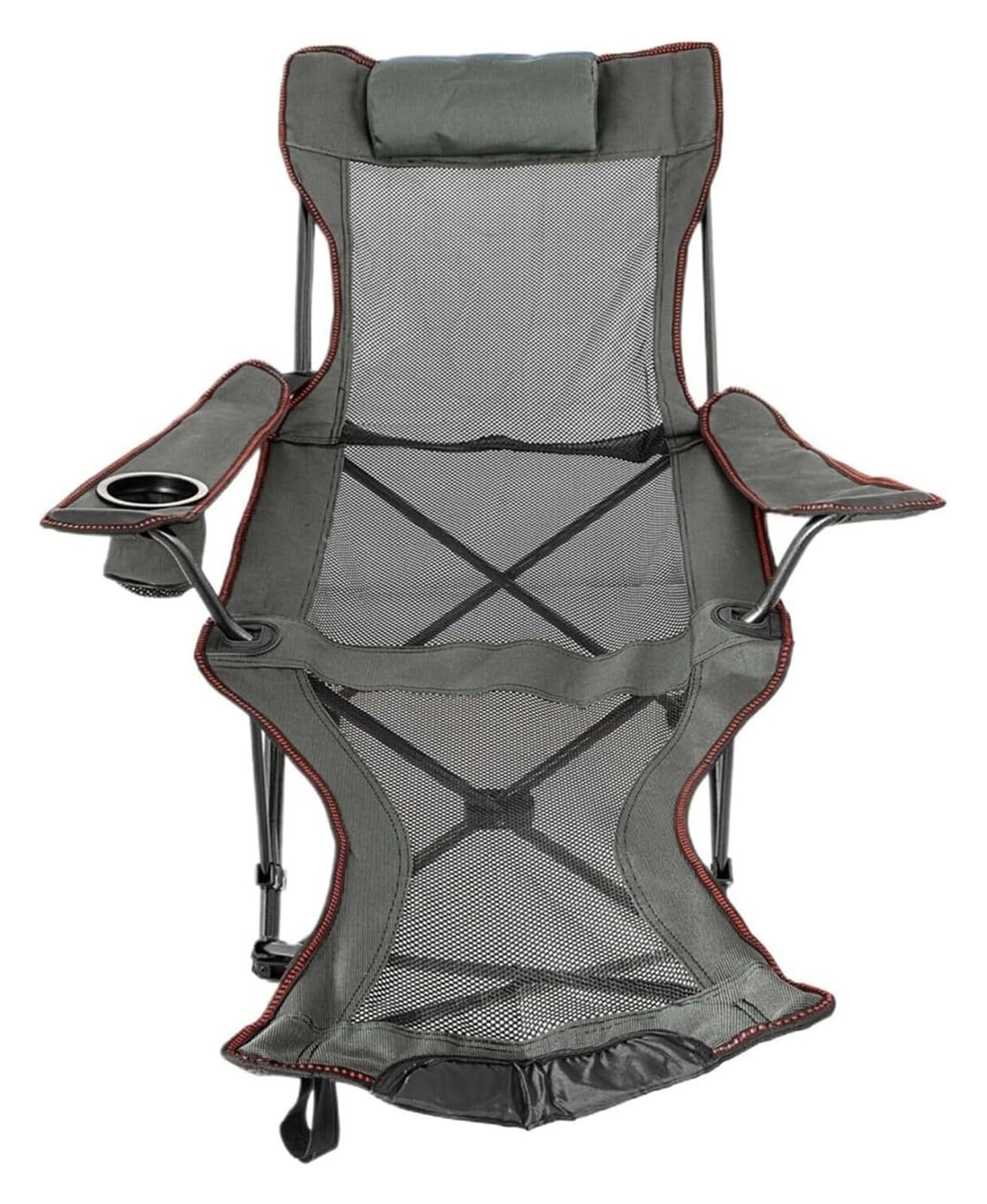 vfdaSWQQ Outdoor folding chair, Outdoor Folding Camp Chair Backrest with Footrest Portable Bed Nap for Camping Fishing(Grey)
