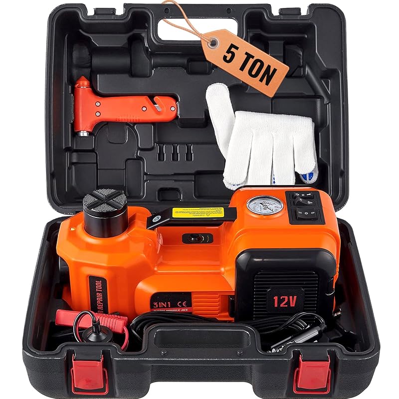 Macaco hidráulico elétrico VEVOR de 5 toneladas com bomba de calibragem integrada e luz LED ZSY01-2