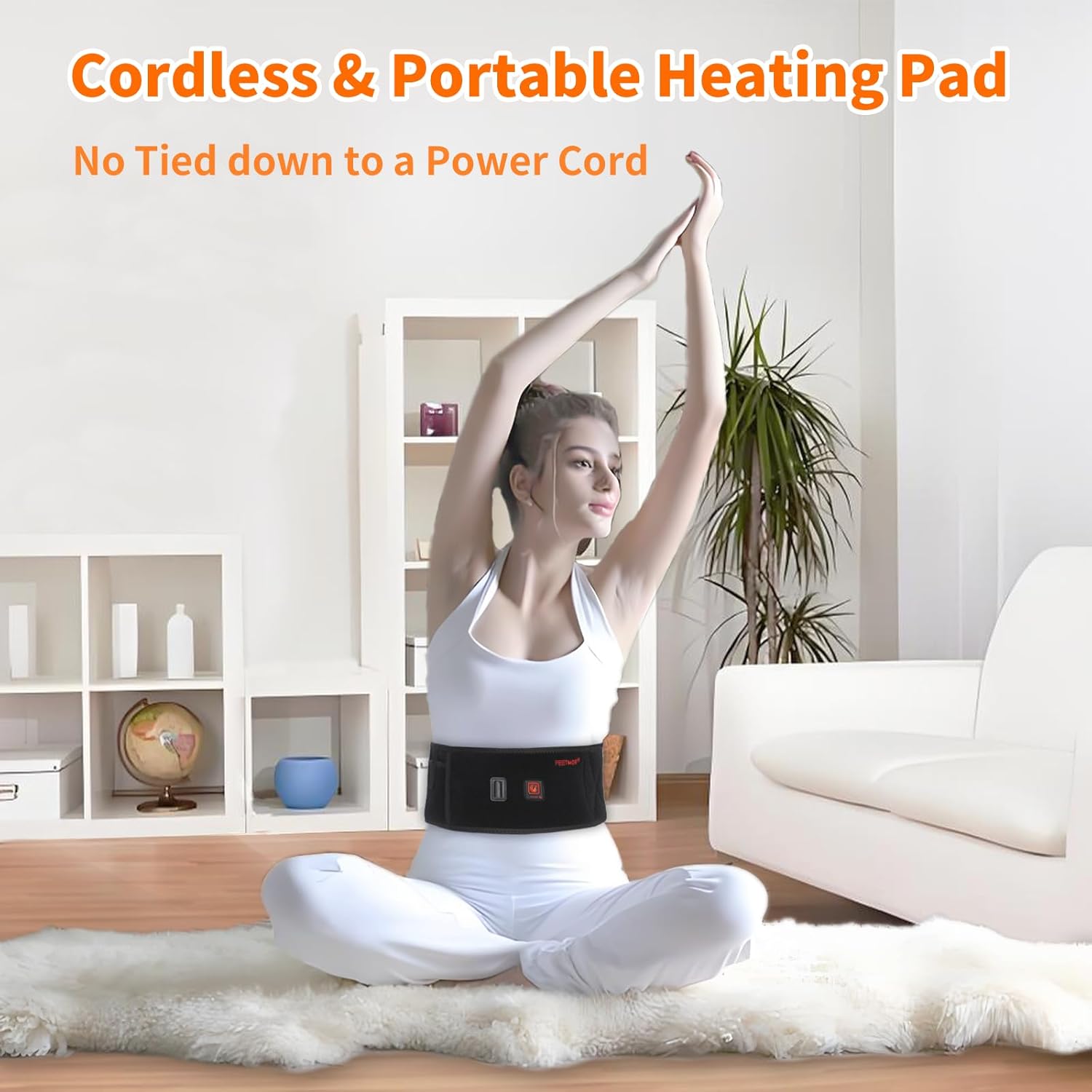 Heated Waist Belt - Cordless Heating pad for Back Pain Relief Lower Back,Electrical Heating Rechargeable Battery Powered - Image 3
