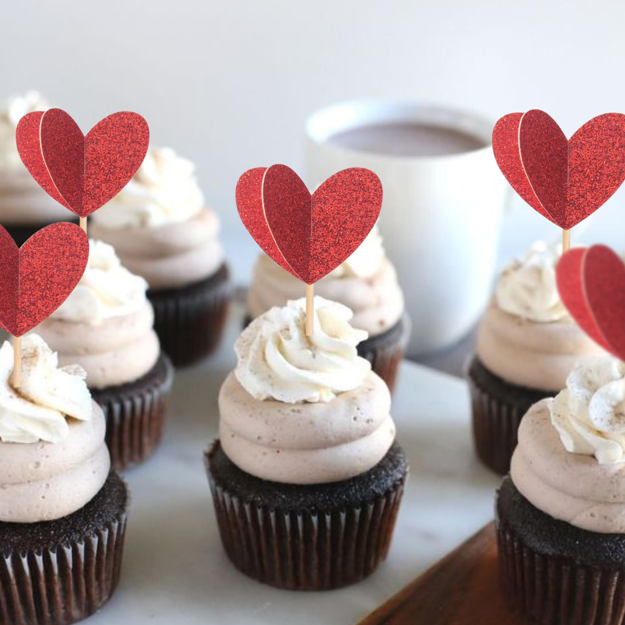 A Pinch Of - Bigger Silver 3D High Shine Love Hearts - Cake Topper - View #10
